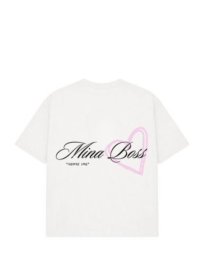 Mina Boss "Lover" Oversized White T-Shirt