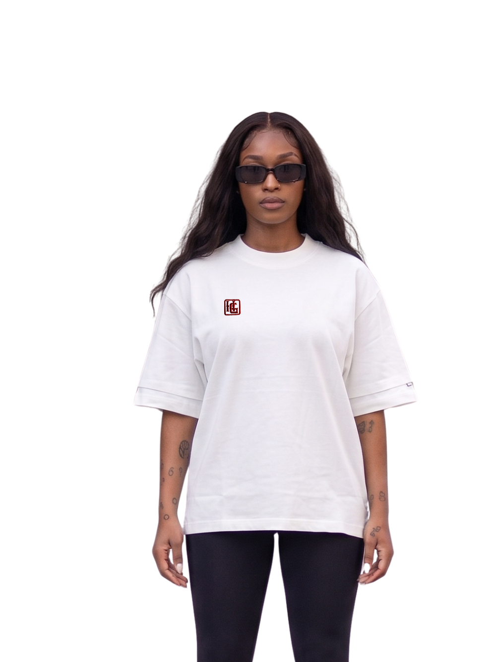 Hustle Gxng Red / White Embroidery Rose T-Shirt