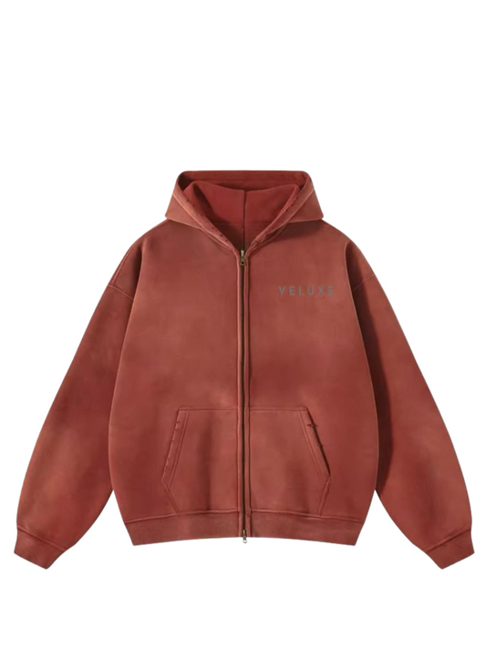 Veluxe Zipper Hoodie Red
