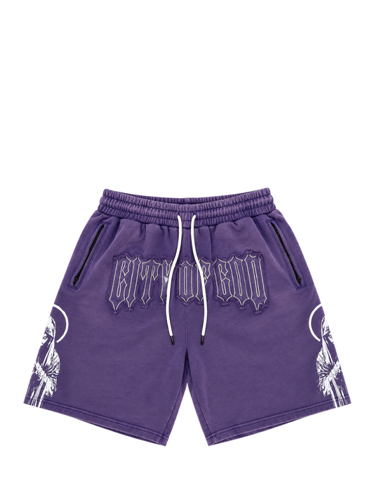 Heavens City Of God Purple Shorts
