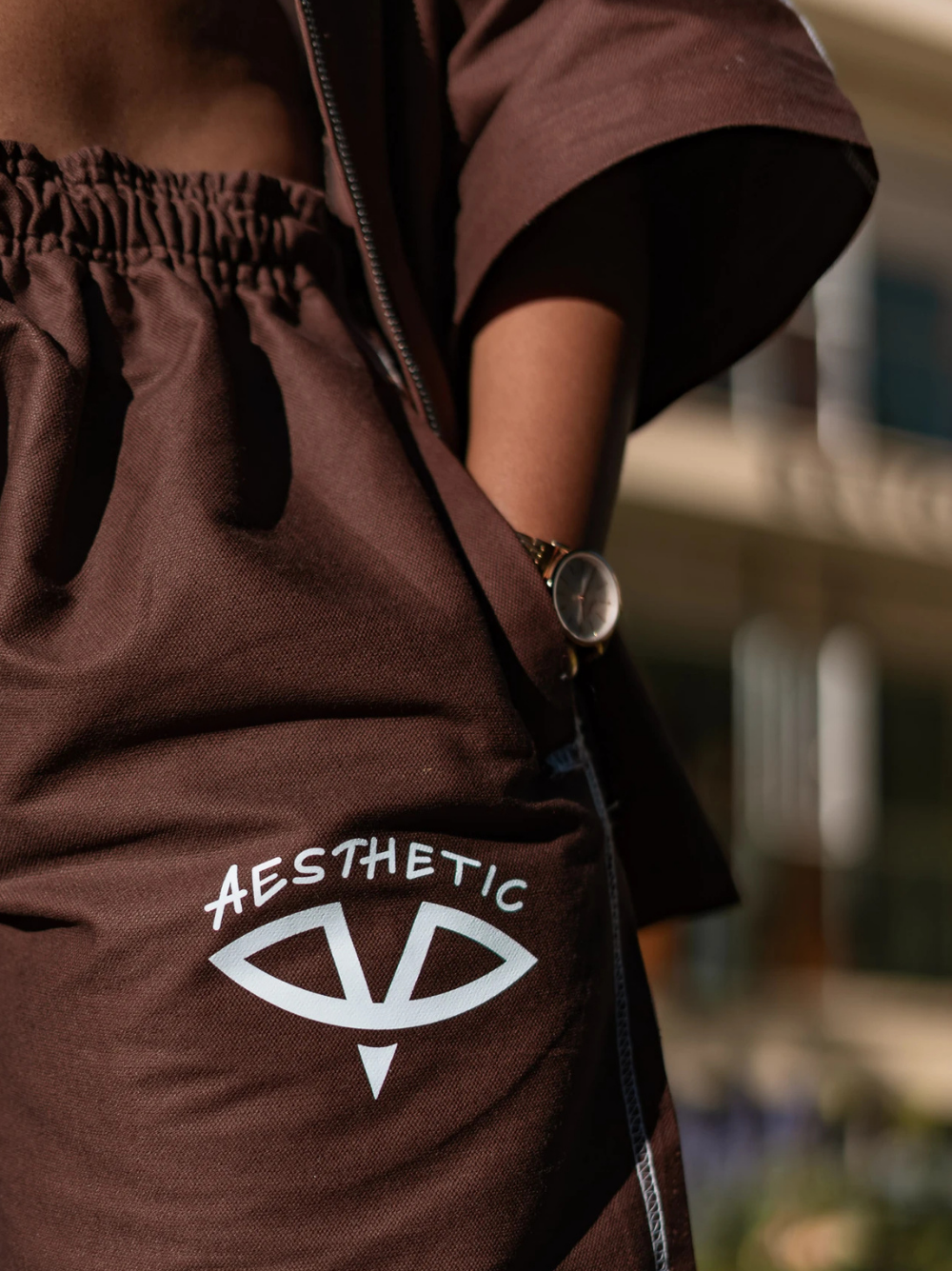 Aesthetic Visionary Brown Denim Short Set
