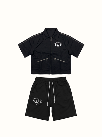 Aesthetic Visionary Black Short Denim Set