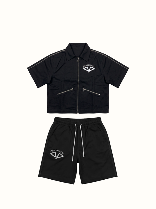 Aesthetic Visionary Black Short Denim Set