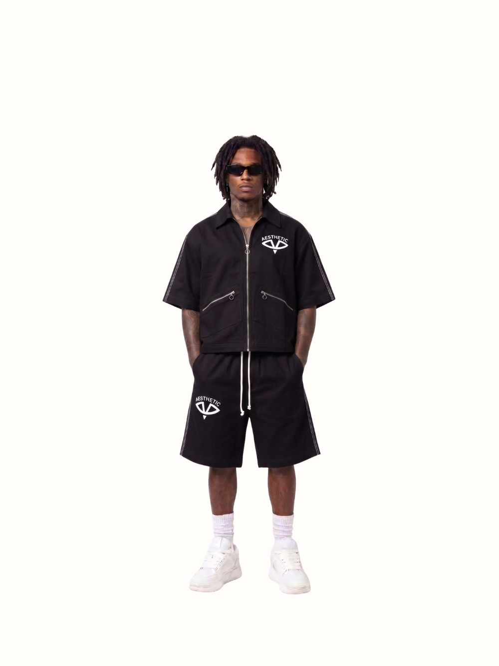 Aesthetic Visionary Black Short Denim Set