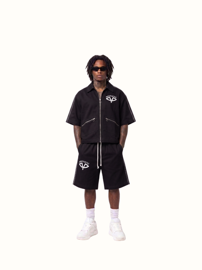 Aesthetic Visionary Black Short Denim Set