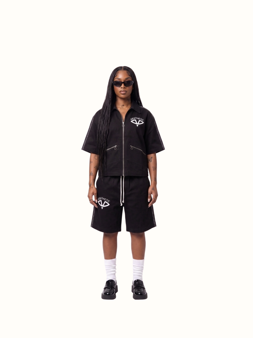Aesthetic Visionary Black Short Denim Set