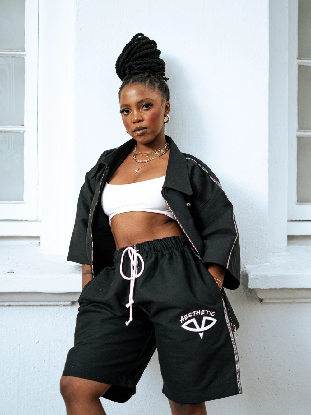Aesthetic Visionary Black Short Denim Set