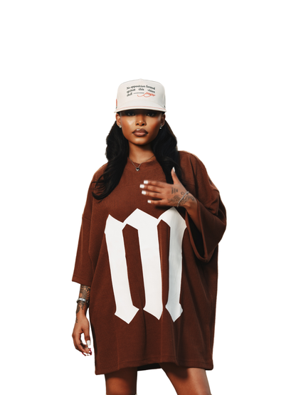 Micael Matthews Brown Pleated T-Shirt