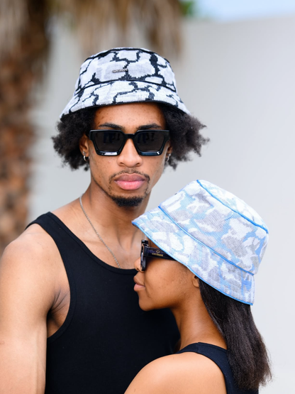 Idayimani Blue Knitted Bucket Hat