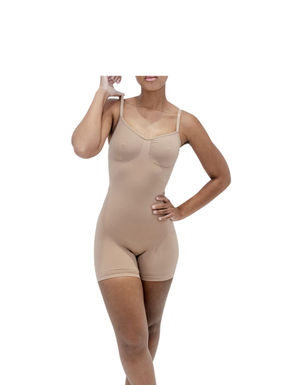 Kurv Mid Thigh High Compression Bodysuit Shapewear Tan