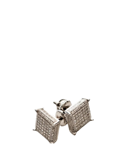 Luminary Square Silver Diamond Earring