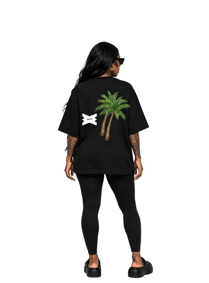 Jaiva Palm Tree Oversized Black T-Shirt