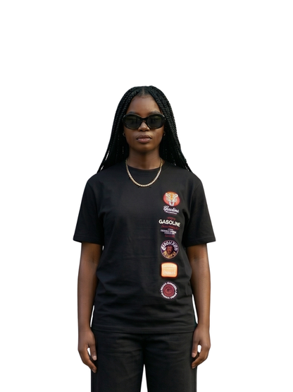Gasoline Tiger Badge Black T-Shirt