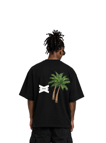 Jaiva Palm Tree Oversized Black T-Shirt