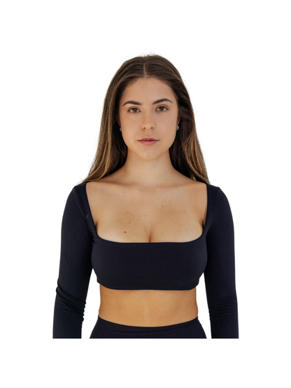 TCC Black Long Crop Shirt