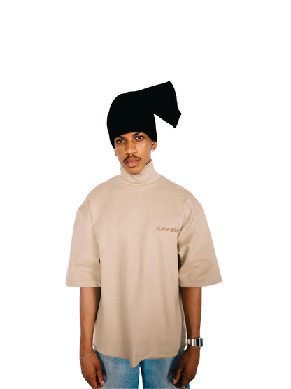 Kai Eleven Beige Turtle Neck T-Shirt