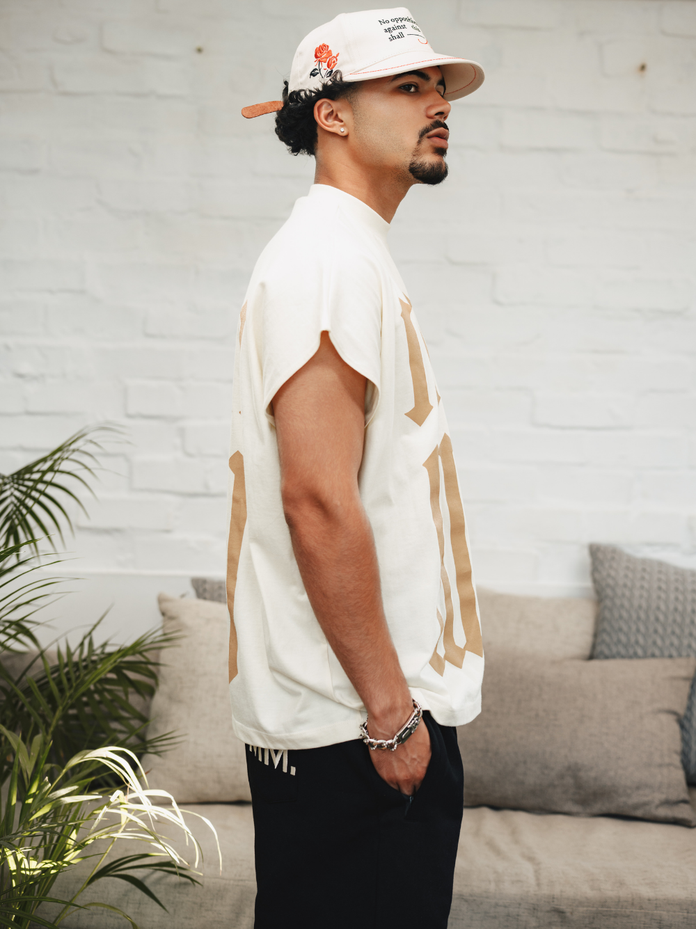 Micael Matthews Saint Drop Shoulder Cream Vest