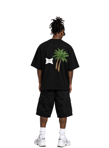 Jaiva Palm Tree Oversized Black T-Shirt