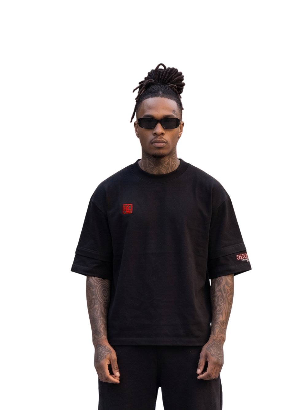 Hustle Gxng Roses “Styled by God” Black  Tshirt