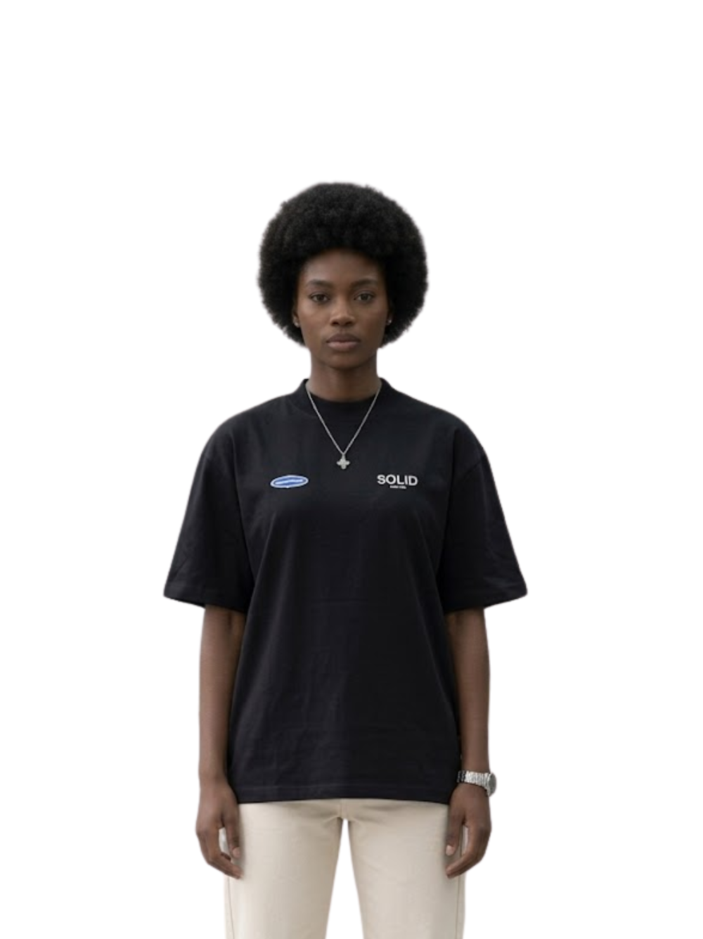 Solid Solids Over strips Black T-Shirt