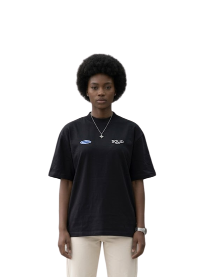 Solid Solids Over strips Black T-Shirt
