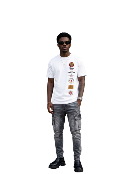 Gasoline Tiger Badge White T-Shirt
