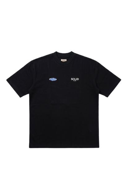 Solid Solids Over strips Black T-Shirt