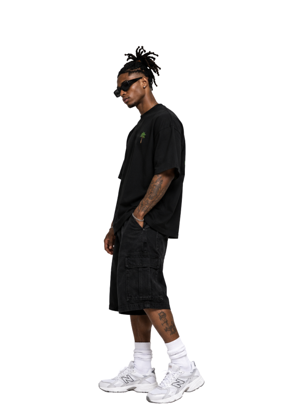 Jaiva Palm Tree Oversized Black T-Shirt