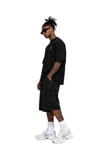 Jaiva Palm Tree Oversized Black T-Shirt