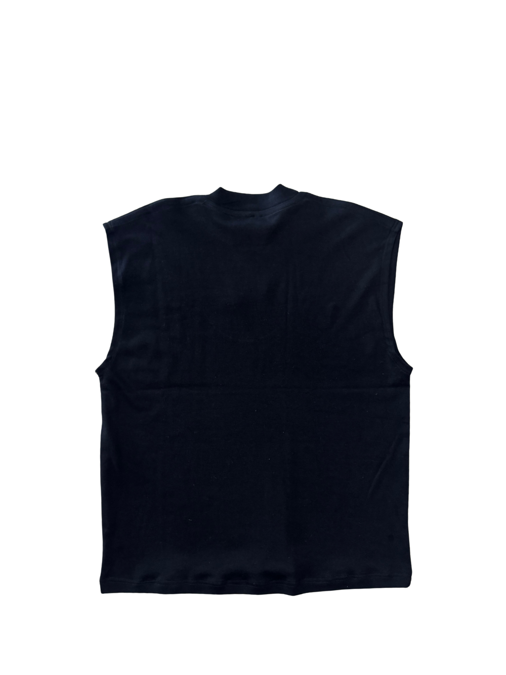 Auriello black oversized graphic vest at unseen grail. local brands south africa. streetwear. men and women. studio image back