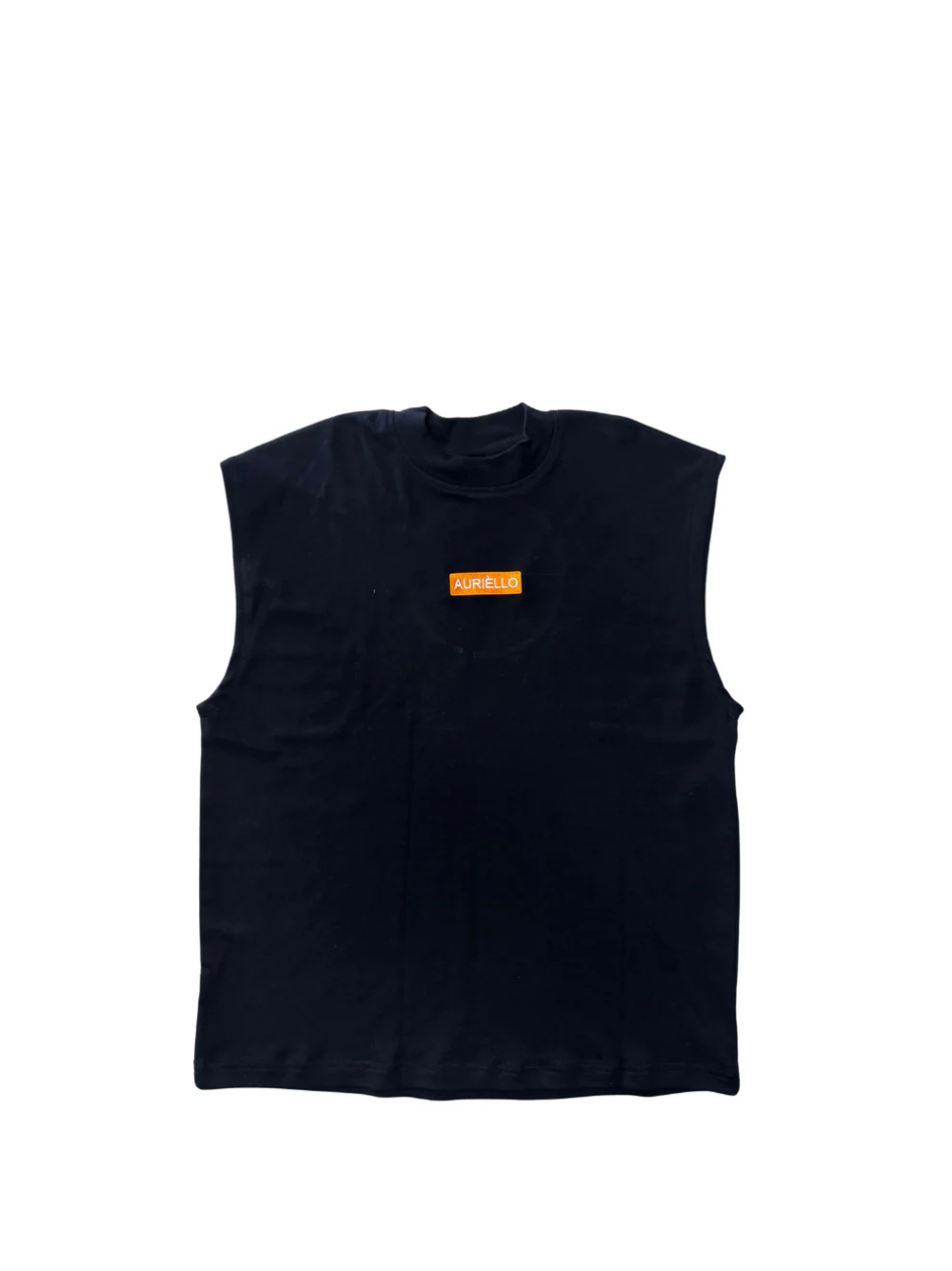 Auriello black oversized graphic vest at unseen grail. local brands south africa. streetwear. men and women. studio image front