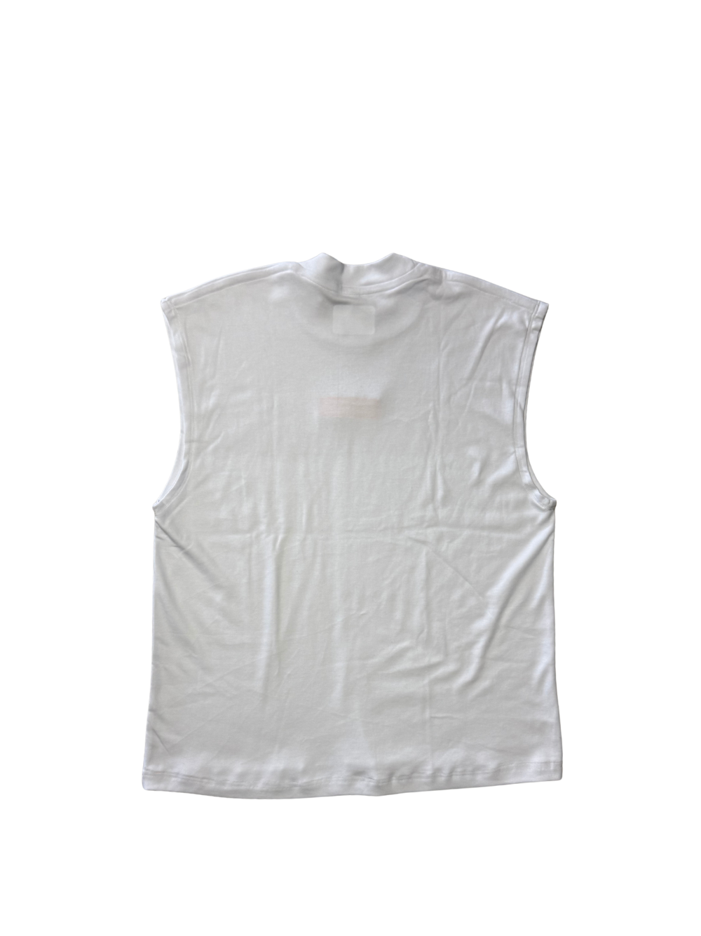 Auriello white oversized graphic vest at unseen grail. local brands south africa. streetwear. men and women. studio image back flatlay
