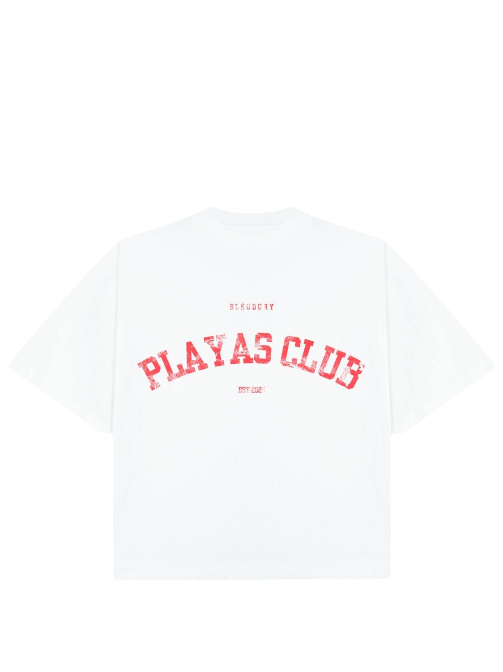 Bleu Bury white and red oversized graphic t shirt at unseen grail. local brands south africa. streetwear. men and women. galxboy. studio image front