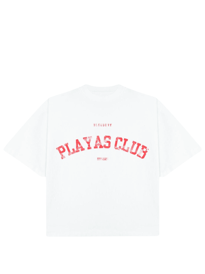 Bleu Bury white and red oversized graphic t shirt at unseen grail. local brands south africa. streetwear. men and women. galxboy. studio image front
