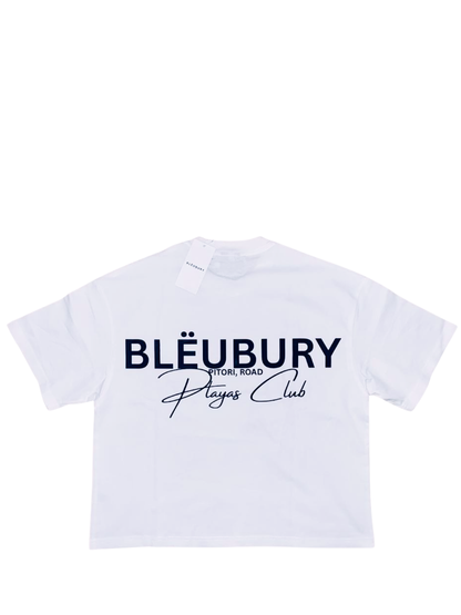 Bleu Bury white oversized graphic t shirt at unseen grail. local brands south africa. streetwear. men and women. galxboy. bantu. nike. studio image behind