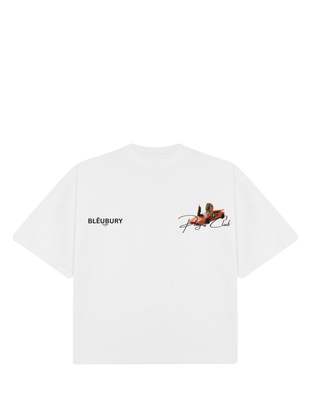 Bleu Bury white oversized graphic t shirt at unseen grail. local brands south africa. streetwear. men and women. galxboy. bantu. nike. studio image front