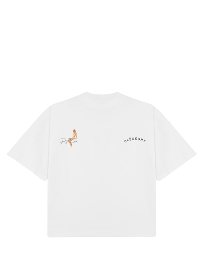 Bleu Bury white oversized graphic t shirt at unseen grail. local brands south africa. streetwear. men and women. galxboy. bantu. studio image front
