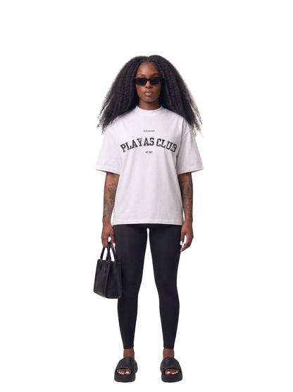 Bleu Bury white oversized graphic t shirt at unseen grail. local brands south africa. streetwear. men and women. galxboy. studio image female