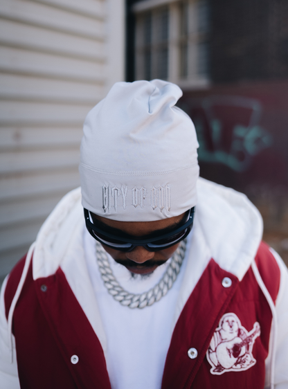 City of Gods grey skull caps. local brands from south africa found at Unseen Grail. men and women. close up front