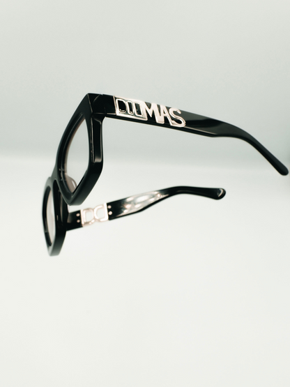 Dimas black Eyewear unisex sunglasses collection modern fashion frames South African eyewear brand 3 studio images