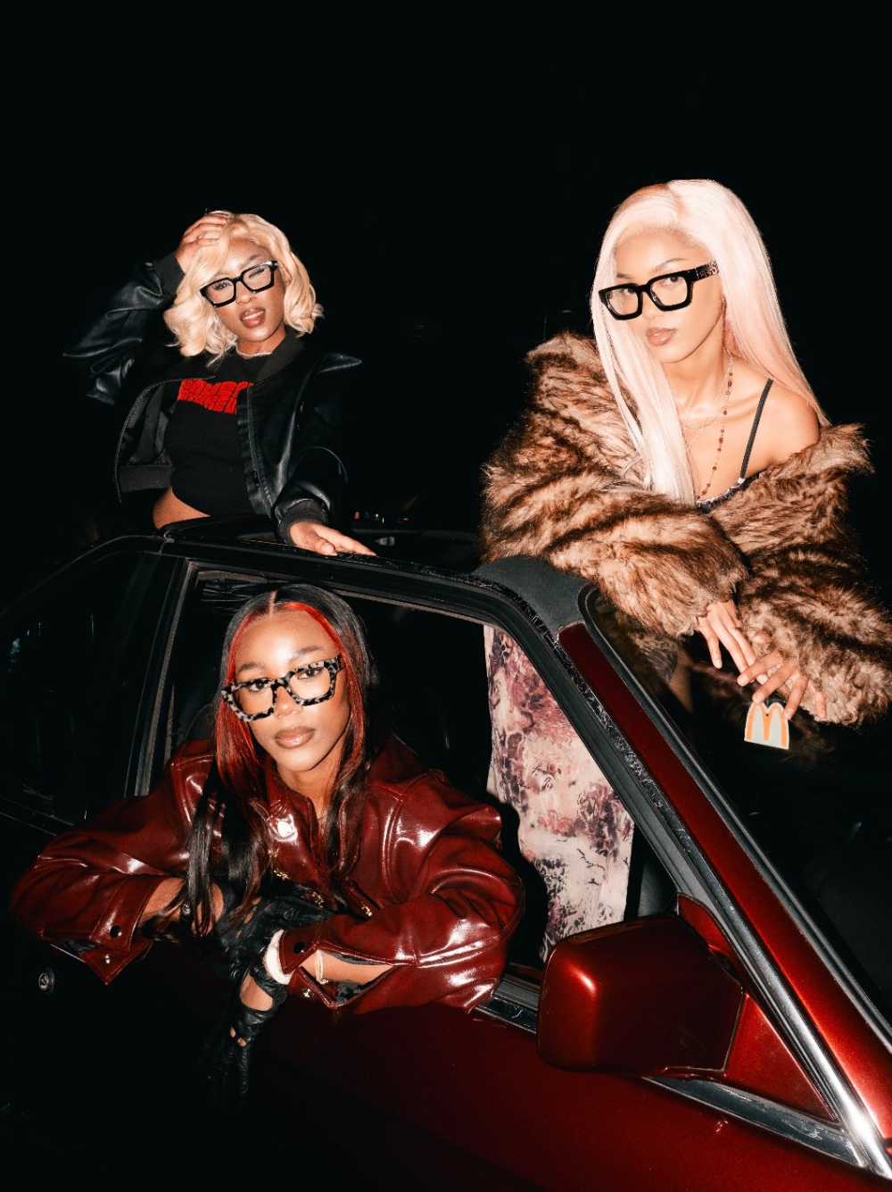 Dimas black Eyewear unisex sunglasses collection modern fashion frames South African eyewear brand 3 women models in car