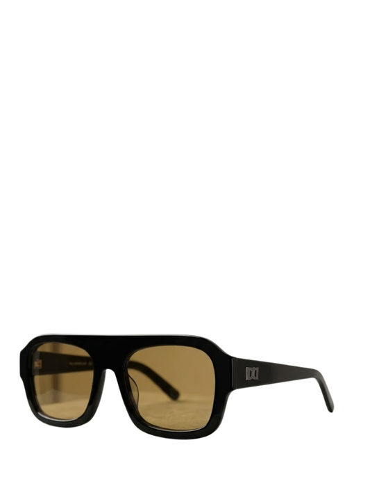 Dimas black frame orange lenses Eyewear unisex sunglasses collection modern fashion frames South African eyewear brand. studio image