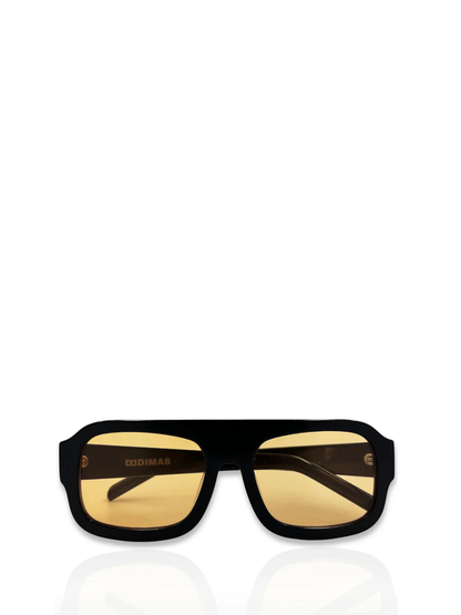 Dimas black frame orange lenses Eyewear unisex sunglasses collection modern fashion frames South African eyewear brand. studio image 1