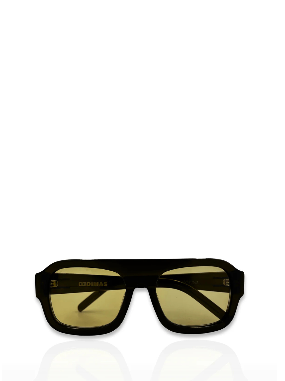 Dimas brown frame yellow lenses Eyewear unisex sunglasses collection modern fashion frames South African eyewear brand. studio image 1