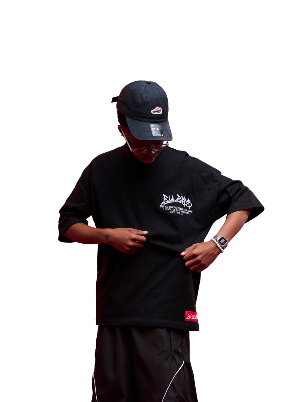 El Patron Big Boss black oversized t shirt front. men and women at unseen grail. local streetwear brands south africa. 18
