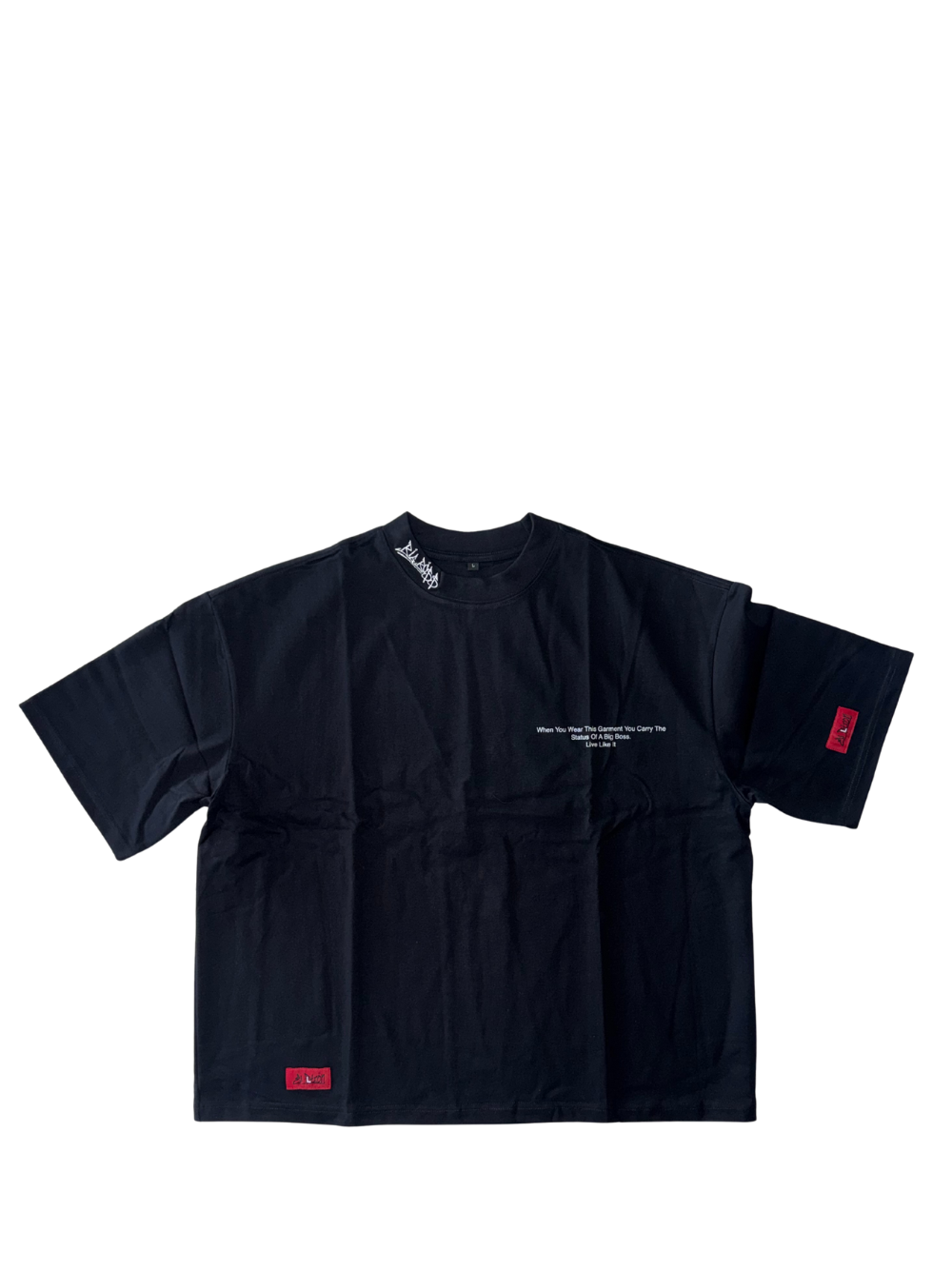 El Patron Big Boss black oversized t shirt front. men and women at unseen grail. local streetwear brands south africa. 8