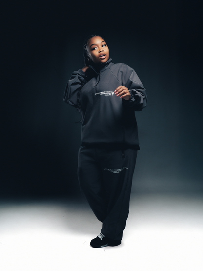 El Patron Big Boss oversized black roadman tracksuit. men and women at unseen grail. local streetwear brands south africa. 183