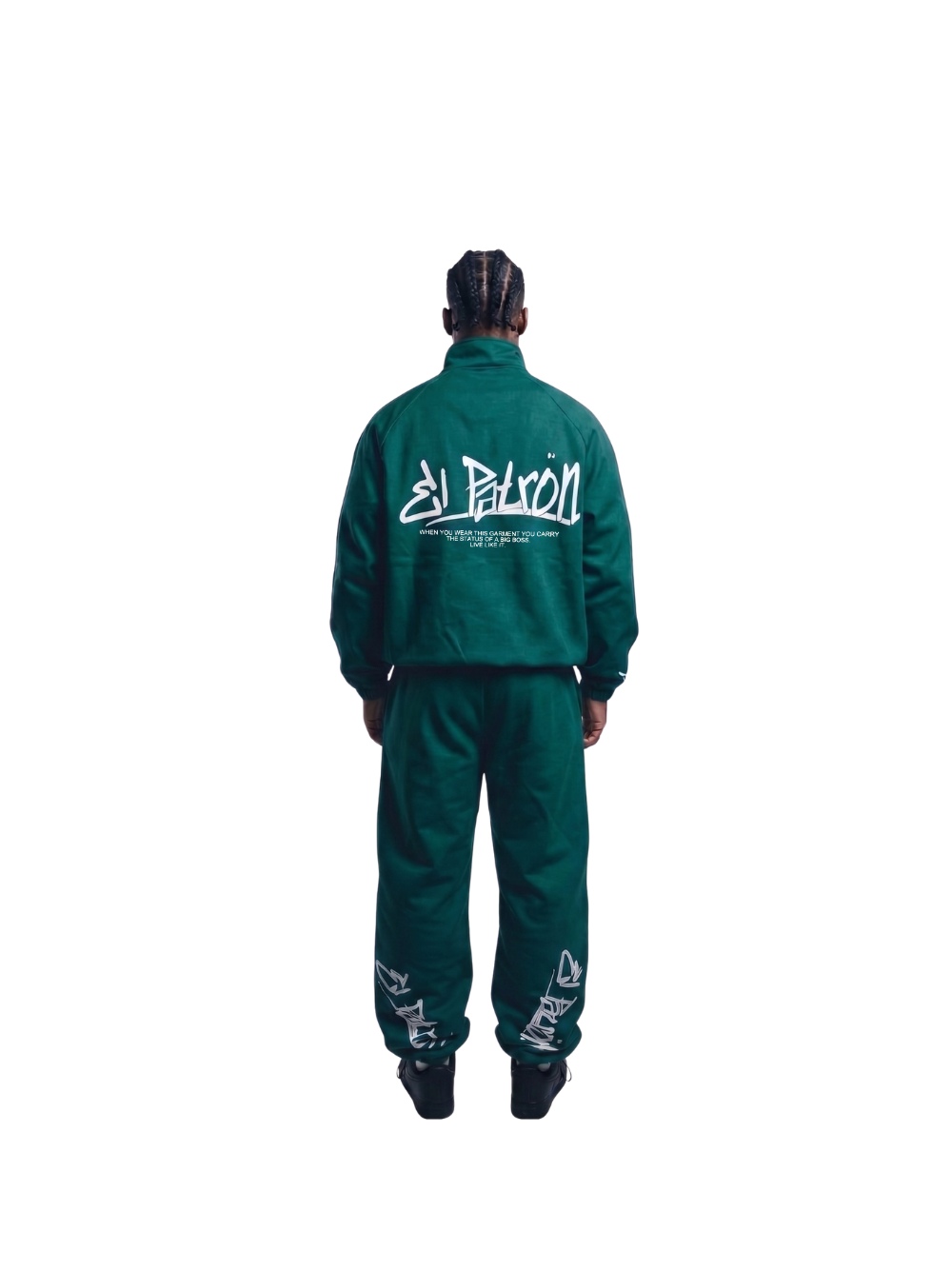 El Patron Big Boss oversized green roadman tracksuit. men and women at unseen grail. local streetwear brands south africa. 163