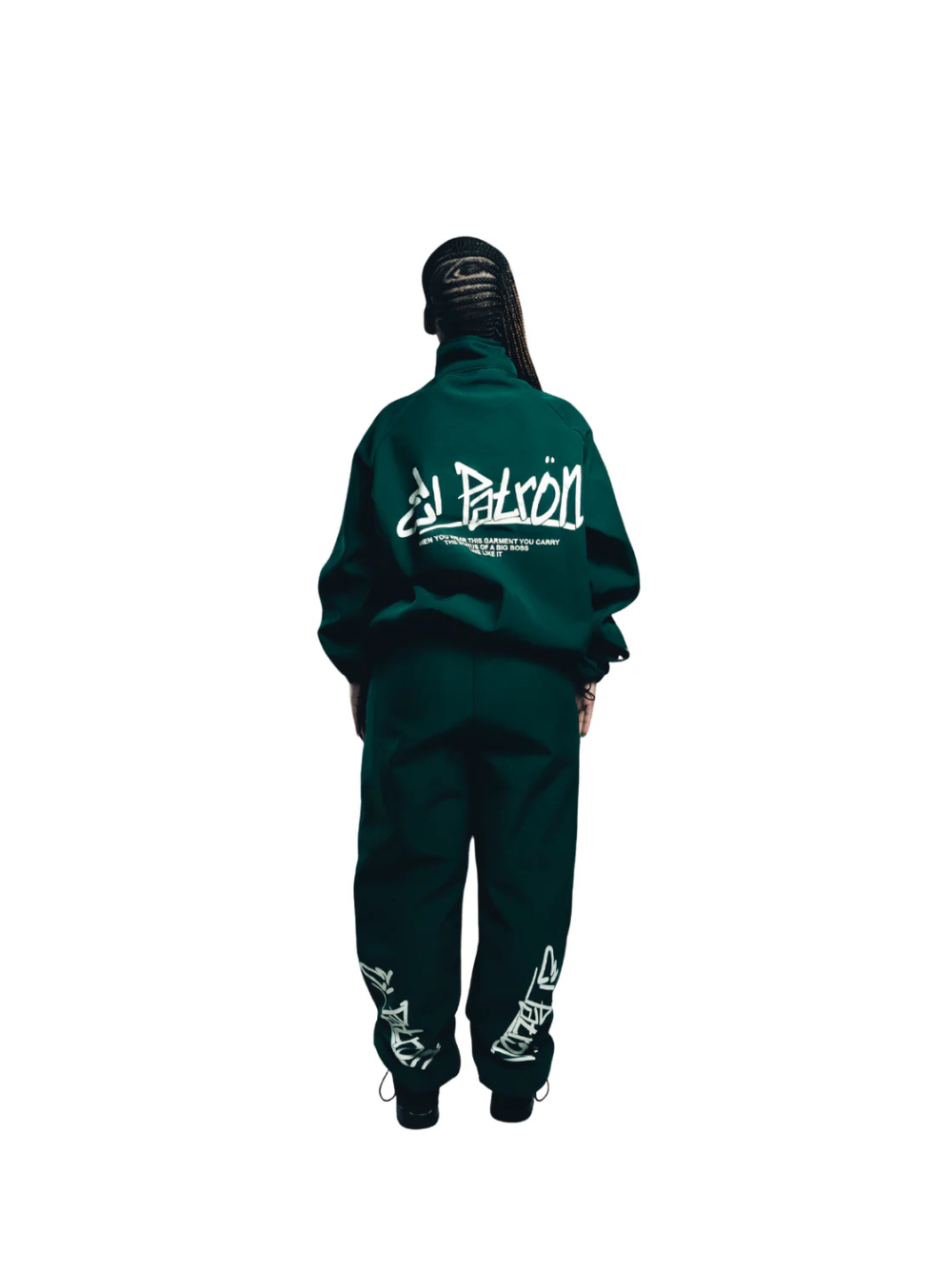El Patron Big Boss oversized green roadman tracksuit. men and women at unseen grail. local streetwear brands south africa. 164