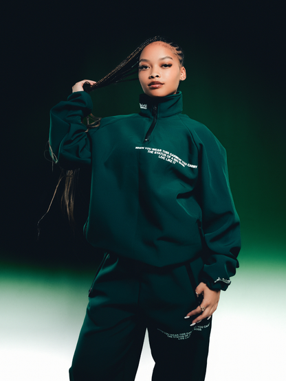 El Patron Big Boss oversized green roadman tracksuit. men and women at unseen grail. local streetwear brands south africa. 168